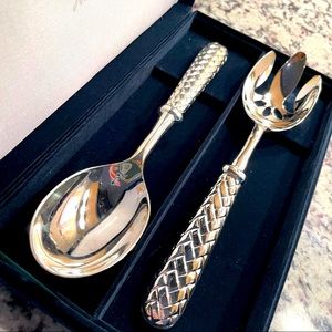 Silver plate salad fork and spoon
